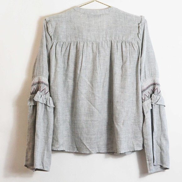 NWOT Zara Gray Embroidered Top - Picture 6 of 10